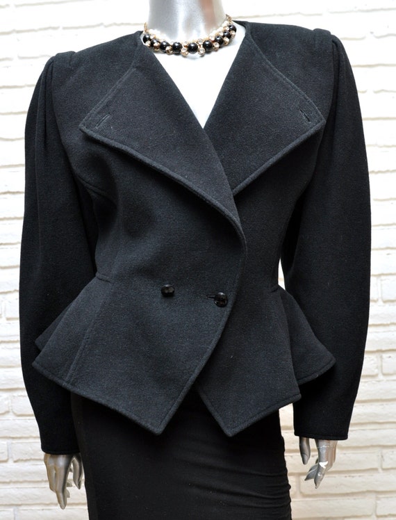 Ungaro Black Wool Peplum Jacket Vintage Women’s D… - image 7