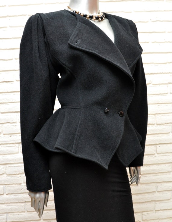 Ungaro Black Wool Peplum Jacket Vintage Women’s D… - image 9