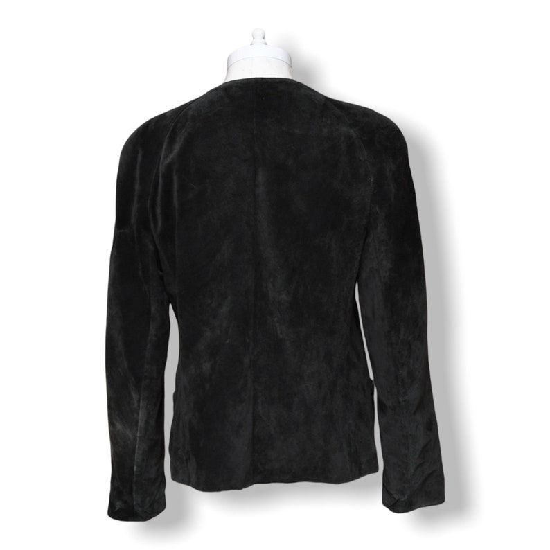 Vintage Black Suede Jacket by Rodier Paris Size Medium 6/8 Casual Leather Jacket Cardigan image 6