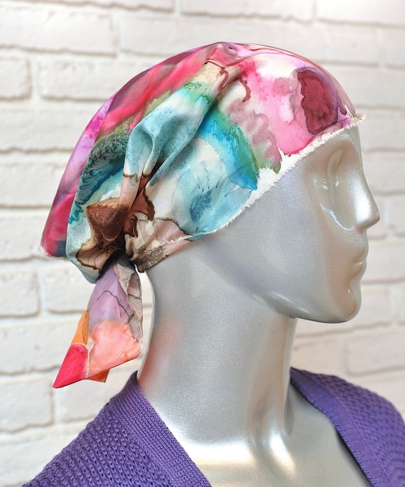 Vintage Hand Painted Watercolor Silk Scarf Rectang