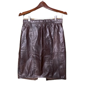 Vintage Brown Leather Skirt High Waisted Pencil Skirt