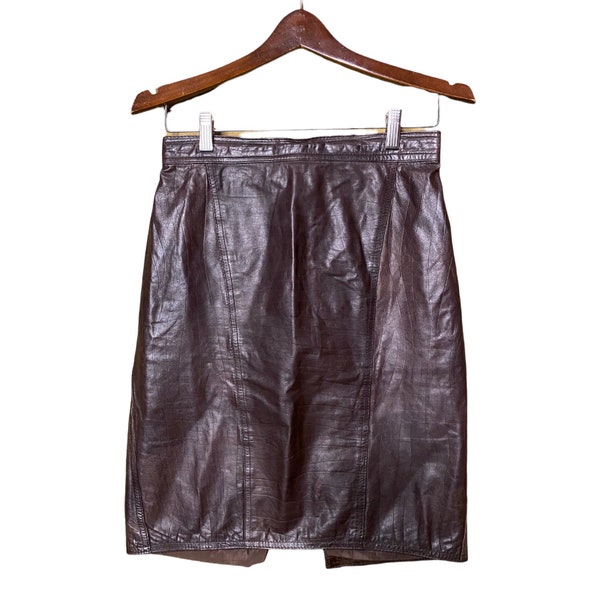 brown leather skirt