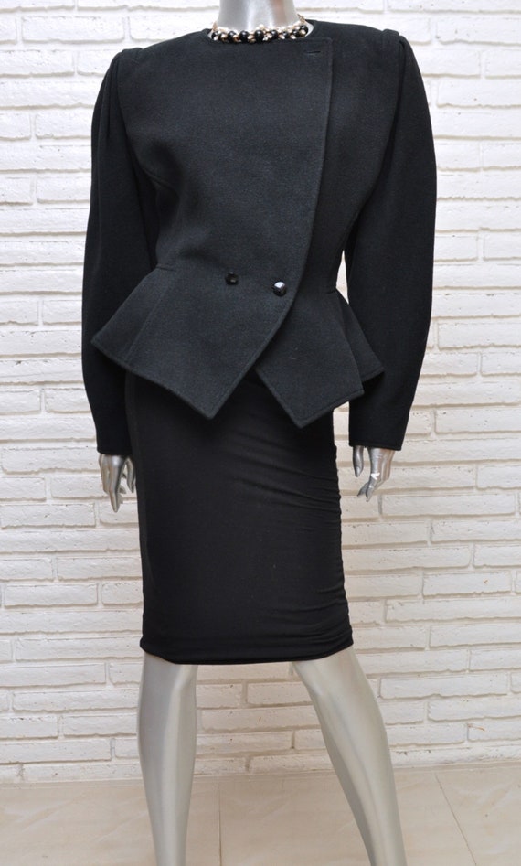 Ungaro Black Wool Peplum Jacket Vintage Women’s D… - image 3