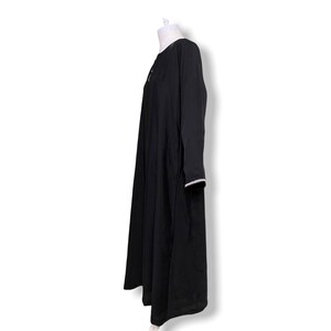 Vintage Black Kaftan Dress with Rhinestone Trim Size Medium Full Length Long Sleeve Tunic Dress image 5