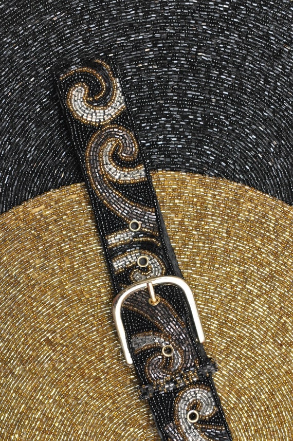 Vintage Black and Gold Beaded Belt - image 2