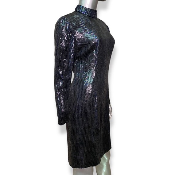 Vintage Black Sequins And Beaded Dress Womens Med… - image 7