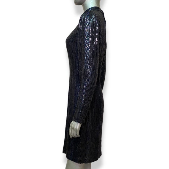 Vintage Black Sequins And Beaded Dress Womens Med… - image 4