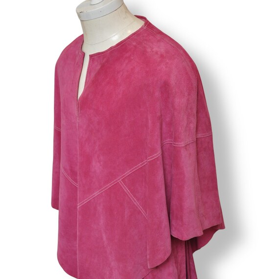 Vintage Pink Suede Cape One Size Women’s Leather … - image 8