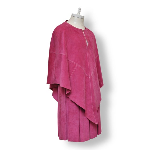 Vintage Pink Suede Cape One Size Women’s Leather … - image 3