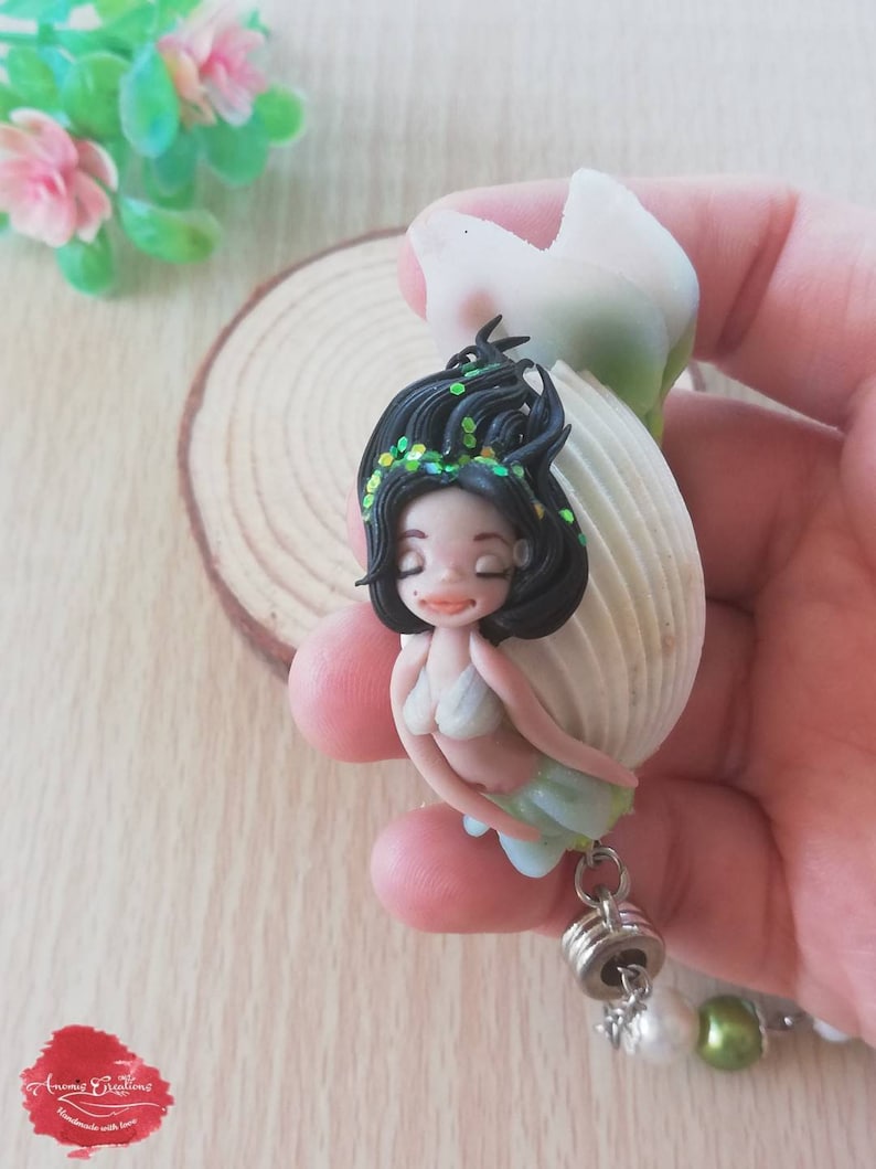 Mermaid art Clay mermaid necklace Necklace for woman Gift ideas Mermaid necklace beads Mermaid necklace for girls Polymer clay mermaid