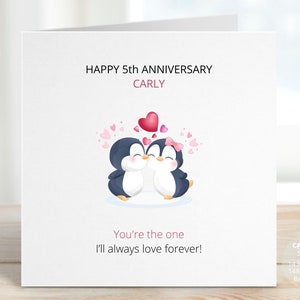 Penguin Anniversary Card, Happy Anniversary Gift, For Him or Her, Wedding Anniversary Card, Husband, Wife, Boyfriend, Girlfriend, REF: CA1