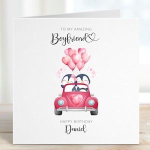Personalised Penguin Birthday Card for Boyfriend, Girlfriend Happy Birthday Card, Gift for Husband, Wife, Partner, Him or Her, REF: CB105