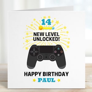 Boy Gamer Birthday Card | New Level Unlocked Game Controller Gamer Birthday Cards | Video Game Birthday Card for Kids, Teenagers | REF: CB33