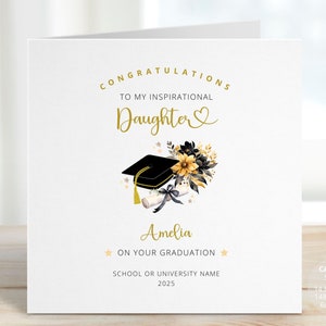 Congratulations Card with University Name, School Graduation Gift Card for Her or Him, Personalised Daughter Graduation, College, REF: CG27