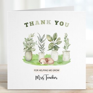 Teacher Thank You Cards, Teacher Greeting Card, Teacher Appreciation Card, Thank You For Helping Me Grow, Caregiver Puppy Dog Gift, REF:AT69