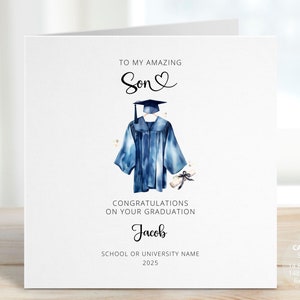 Graduation Card for Son, Personalised Masters Graduation Card for Him, Congratulations on Your College University Graduation, REF: CG31