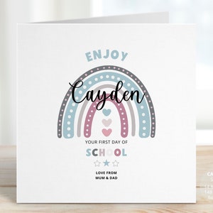 Personalised First Day of School Card, 1st Day of School Gifts for Kids, Rainbow Card Gift for Kindy, Primary, High School Student, REF:CE24