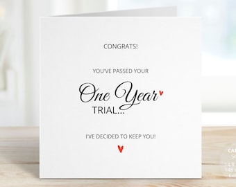 Personalised Love Anniversary Card for Him, Her, 1st Wedding Anniversary for Husband, Wife, Boyfriend, Girlfriend, Partner, First, REF: CA7