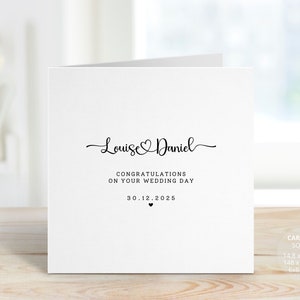 Wedding Day Card Gift with Couple Names and Date, Personalised Elegant Wedding Print Card, Custom Wedding Card, Married Mr & Mrs, REF:WC11