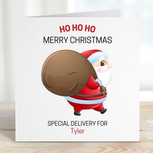 Ho Ho Ho Merry Christmas Card | Santa Sack Christmas Card Gift for Son, Daughter, Grandchildren, Kids | Santa Stocking Stuff | REF: SC37