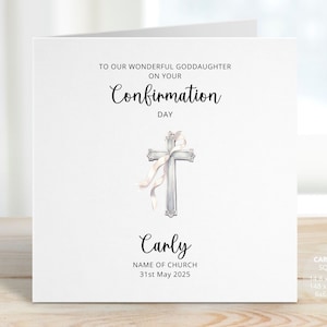 Confirmation Cross Card for Goddaughter, Personalised Confirmation Day Card for Goddaughter, Catholic Confirmation Keepsake Gift, REF: RB216