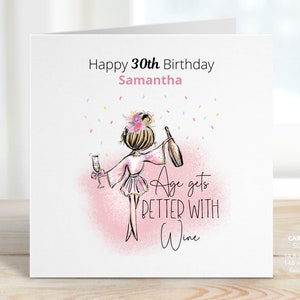 Wine Lover Gift Birthday Card | 30th, 40th, 50th, 60th, 70th, 80th, 90th, 100th Birthday Card | Happy Birthday Wife, Friend, Mum | REF: CB05