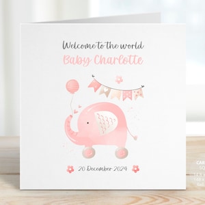 New Baby Girl Card, Personalised Baby Card, Welcome to the World Card, Baby Girl Card, Newborn Baby Gift, Baby Congratulations, REF:BN06