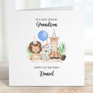 Personalised Happy 1st Birthday Card, Animal Birthday Card, Jungle Card Gift, Safari Birthday Card, Custom Safari Animal Card, REF: CB62