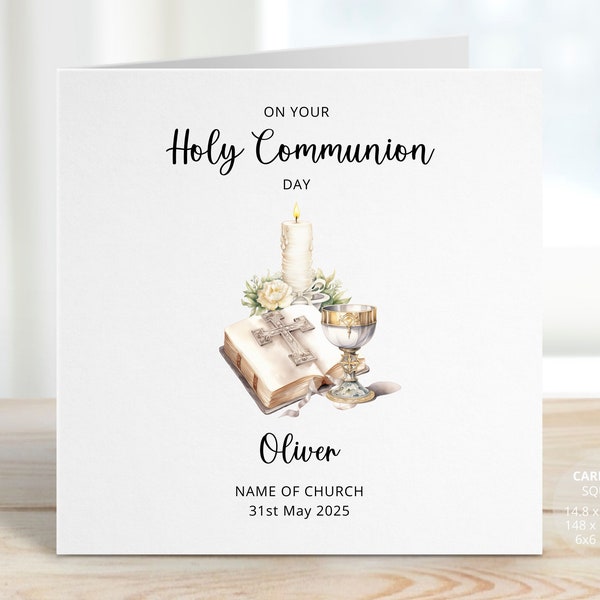 First Holy Communion Card for Boy or Girl, Personalised Holy Communion Day Card for Godson or Goddaughter, Holy Communion Gift, REF: RB251