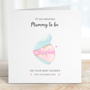 Personalised Soon To Be Mummy Baby Shower Card, Expectant Mother with Baby Girl Bump, New Mum To Be Pregnancy Card, Card for Mummy, REF:BS01