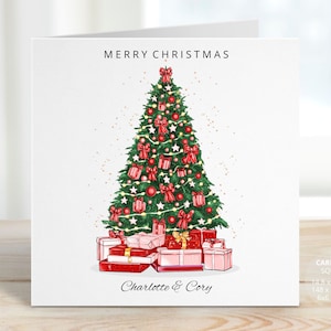 Handmade Christmas Tree Custom Card | Traditional Merry Christmas Card | Classic Couple Christmas | Friends, Family, Mr & Mrs | REF: SC13