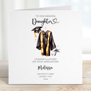 Graduation Card for Daughter, Personalised Masters Graduation Card for Her, Congratulations on Your College University Graduation, REF: CG10
