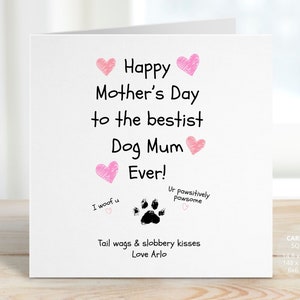 Dog Mum Mother's Day Card, Mother's Day Card from the Dog, Personalised Best Mum Card from Fur Baby Puppy, Gift for Dog Mum Mummy, REF: SM51