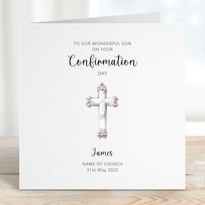 Confirmation Cross Card for Boy, Personalised Confirmation Day Card for Grandson, Catholic Confirmation Keepsake Gift, Nephew, REF: RB213