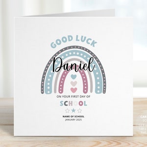 First Day of School Card, Personalised 1st Day of School Gifts for Kids, Good Luck Rainbow Gift for Primary or High School Student, REF:CE22