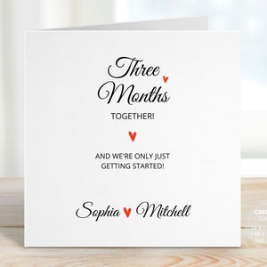 3 Month Anniversary Card for Him or Her, Personalised First Date Anniversary Gift, Boyfriend or Girlfriend Love Cards, Dating Card, REF: CA5