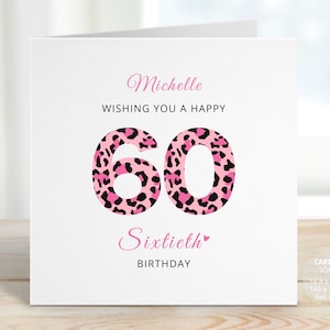 60th Birthday Card Gift for Her, Personalised Age Sixty Birthday Card, Sixtieth Gift for 60 Year Old, 60th Birthday Number Card, REF: CB53