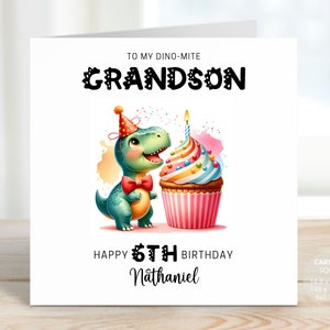 Personalised Dinosaur Birthday Card for Girls or Boys, Dinosaur Happy Birthday Card Gift for Him or Her, Card for Son, Grandson, REF: CB366