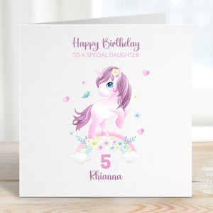 Magical Unicorn Rainbow Birthday Card | Unicorn Happy Birthday Card for Girls, Kids, Children | Unicorns Rainbows & Hearts Party REF: CB153
