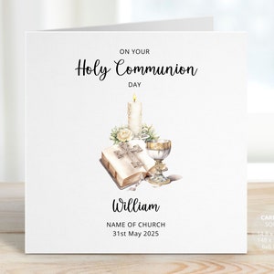 First Holy Communion Card for Boy or Girl, Personalised Holy Communion Day Card for Godson or Goddaughter, Holy Communion Gift, REF: RB251