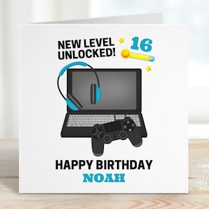 New Level Unlocked Video Gamer Birthday Card, Birthday Gamer Cards for Boys or Girls, Personalised PC Game Gift, Console Controller REF:CB29