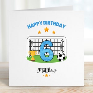 Personalised Soccer Birthday Card, 6th Football Birthday Card for Son, Sixth Birthday Card for Grandson, Six Year Old Nephew Card, REF:CB203
