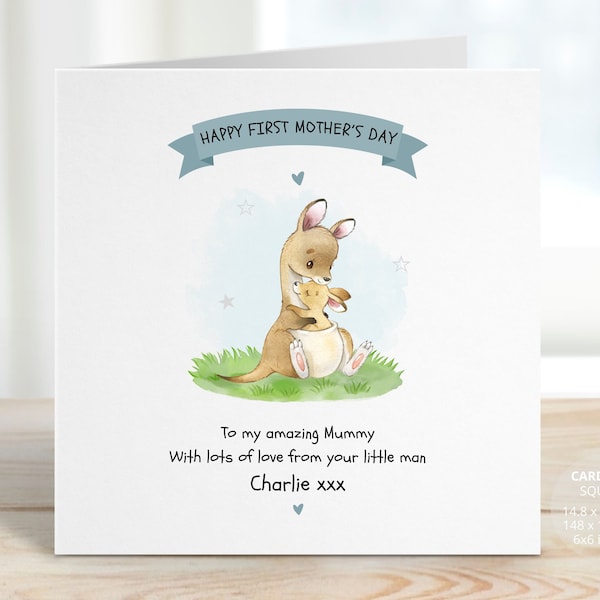 Personalised Mother's Day Card, Happy First Mothers Day Card for Mummy, Mum Kangaroo & Baby Joey, 1st Mother’s Day Card, Mum Gift, REF: SM62