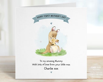 Personalised Mother's Day Card, Happy First Mothers Day Card for Mummy, Mum Kangaroo & Baby Joey, 1st Mother’s Day Card, Mum Gift, REF: SM62