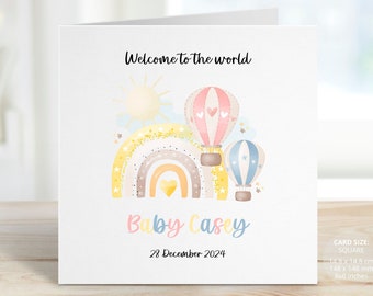 Personalised New Baby Card, Welcome to the World Card, New Born Baby Girl or Boy Card, Card for New Mum Baby Shower, New Baby Gift, REF:BN03