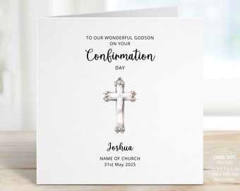 Confirmation Cross Card for Godson, Personalised Confirmation Day Card for Godson, Catholic Confirmation Keepsake Gift, For Him, REF: RB215