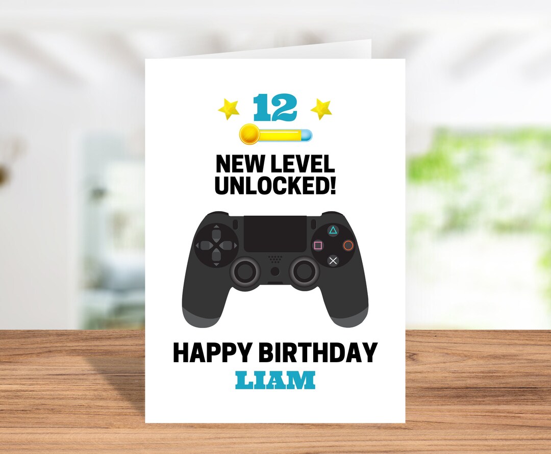Boys Gamer Personalised Happy Birthday Card New Level Unlocked Video ...