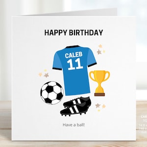 Soccer Birthday Card, Personalised 11th Football Birthday Card for Son, Grandson Eleventh Birthday Card, Eleven Year Old Friend, REF: CB214