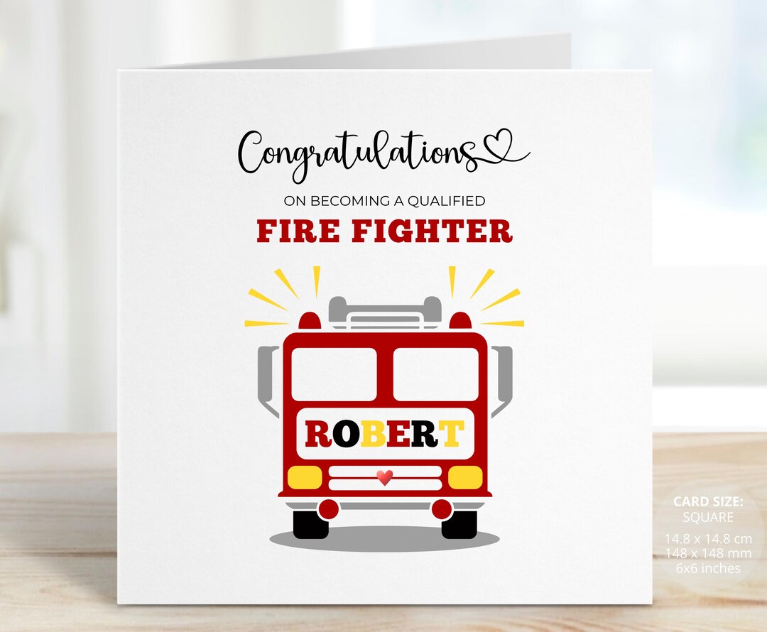 Personalised Firefighter Graduation Card, Fire & Rescue Brigade ...