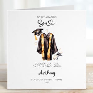 Personalised Son Graduation Card, Congratulations On Your Graduation Card for Him, Proud Of You Gift, School College University, REF: CG4
